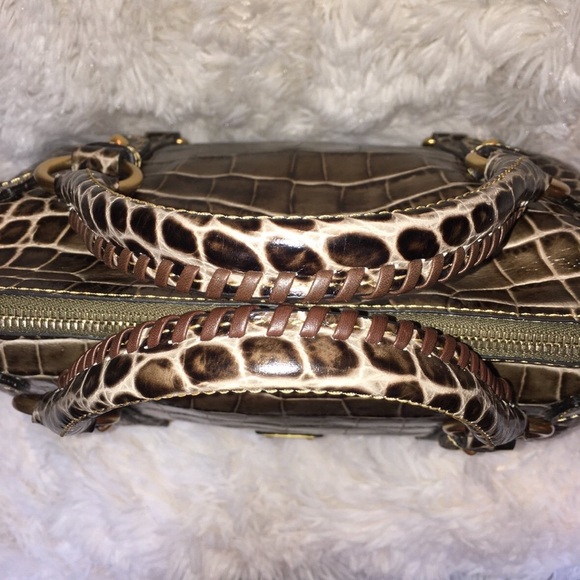 Dooney & Bourke Croco Fino Satchel with strap and wallet in browns and taupe - Picture 6 of 12